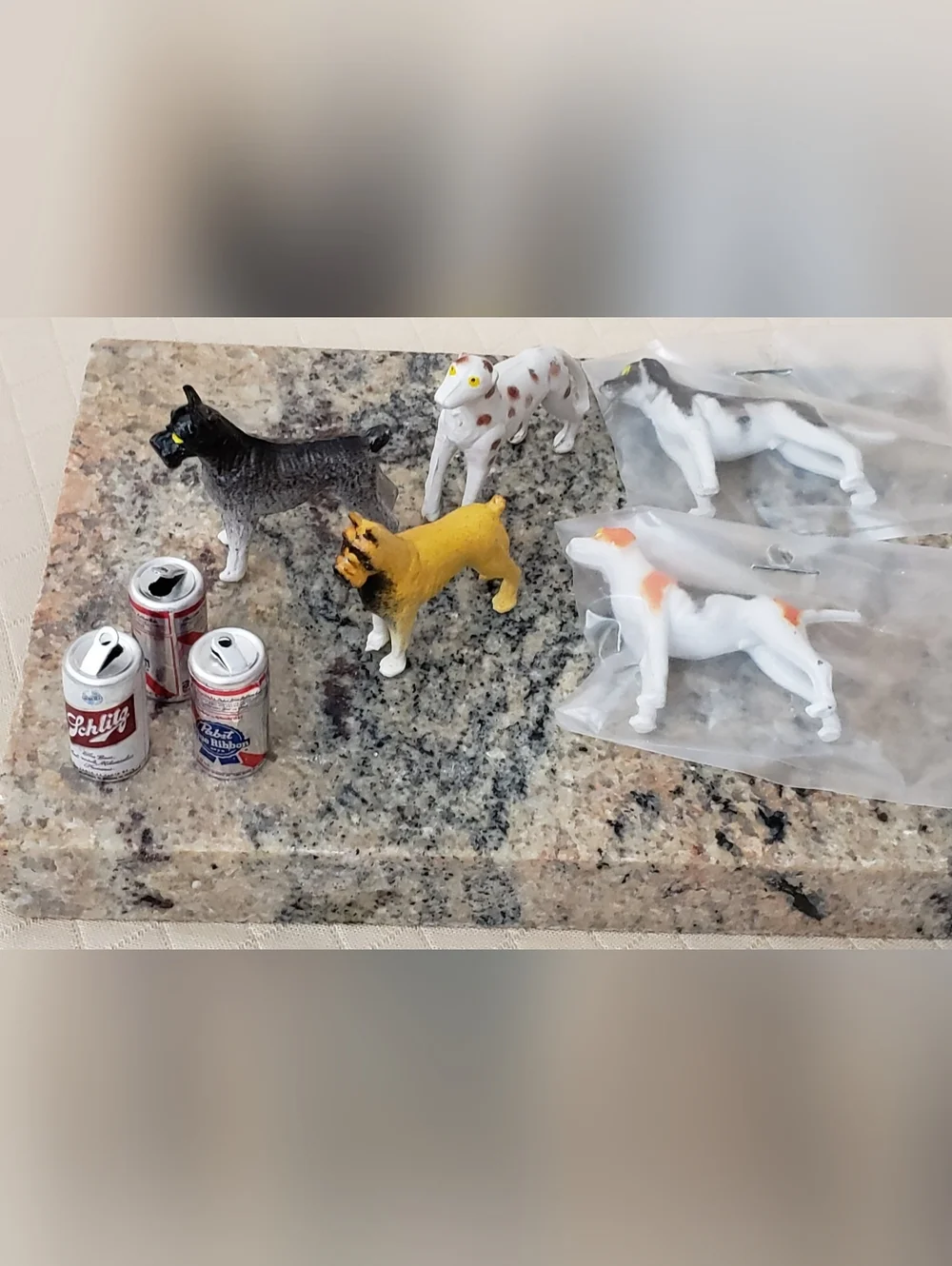 Cake Toppers 5 Dogs Plus 3 Beer Cans